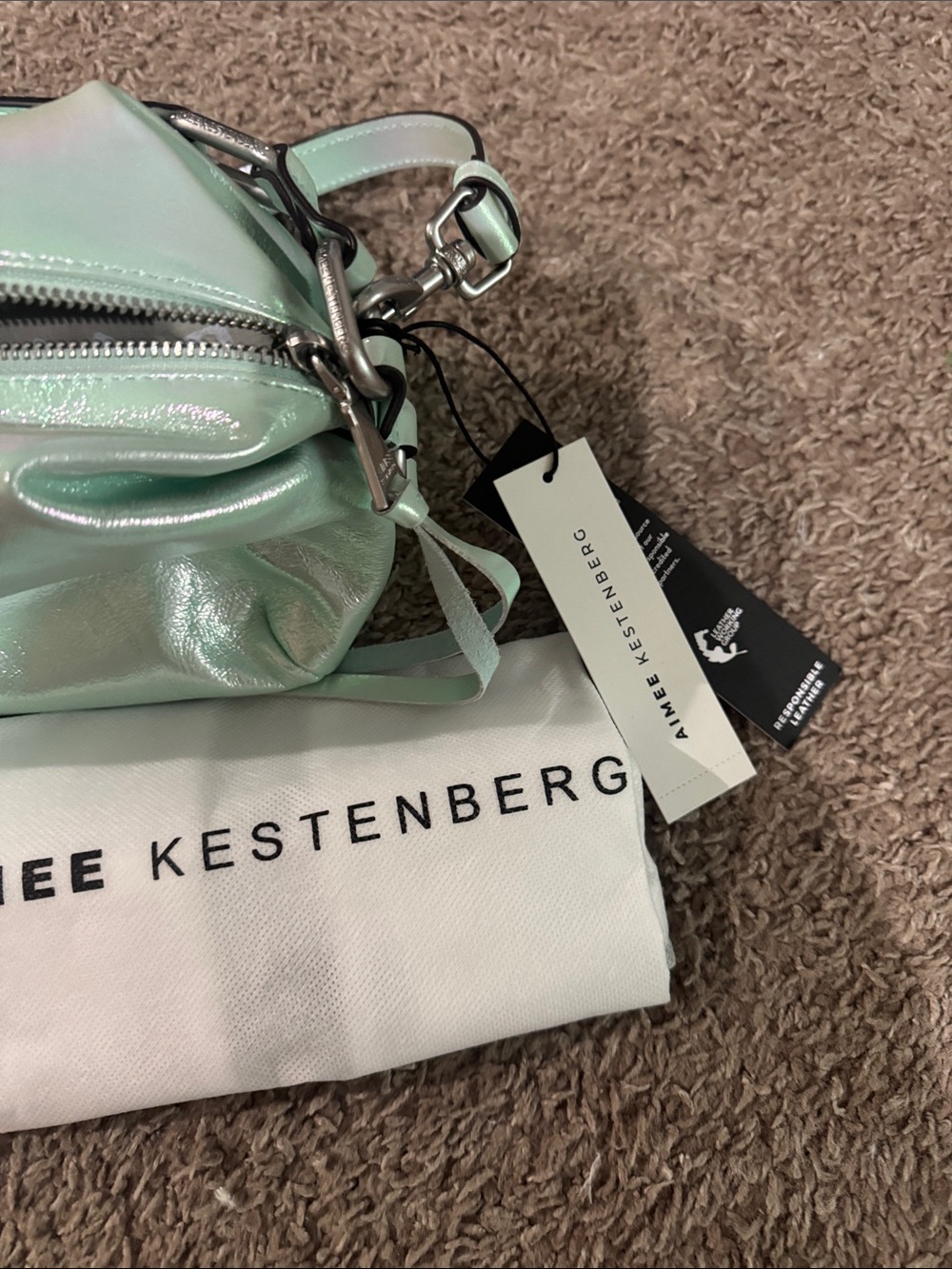Aimee Kestenberg Iridescent Mint Green Crossbody Bag - Picture 2 of 5